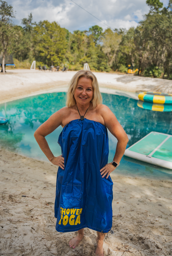 Blue shower toga