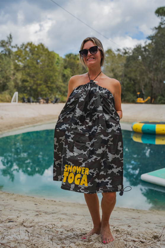 camo shower toga